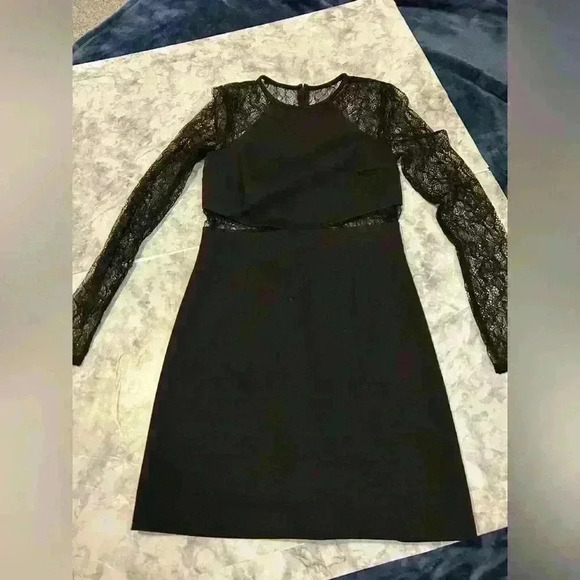 NWT BCBGeneration Black Lace Peek A Boo Sheath Long Sleeve Dress Size 2 - Picture 1 of 5